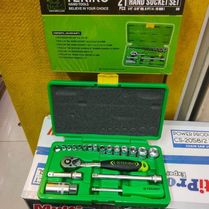 ✅New Kunci Sok Set Tekiro 21Pcs Hand Socket Set 21 Pcs Sock Wrench Kecil Diskon