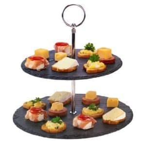 

✅Termurah Natural Slate Stone Round Server 2 Tier Cake Stand High Tea Plate Diskon