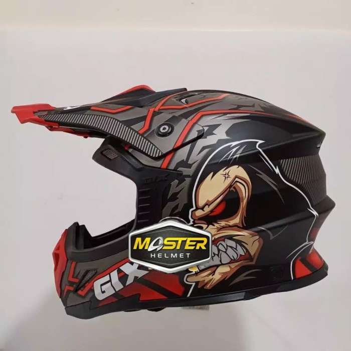 ✨New Helm Cross Gix Cross Motif Gorilla Black Dof Red Jpx Cross Terbaru
