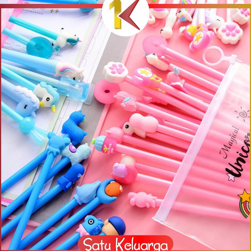 

TERMURAH SK-A15 Pulpen Gel Karakter Lucu Set Isi 20PCS Pena FREE Zipper Pouch Tempat Pensil Transparan Murah ORIGINAL PROMO
