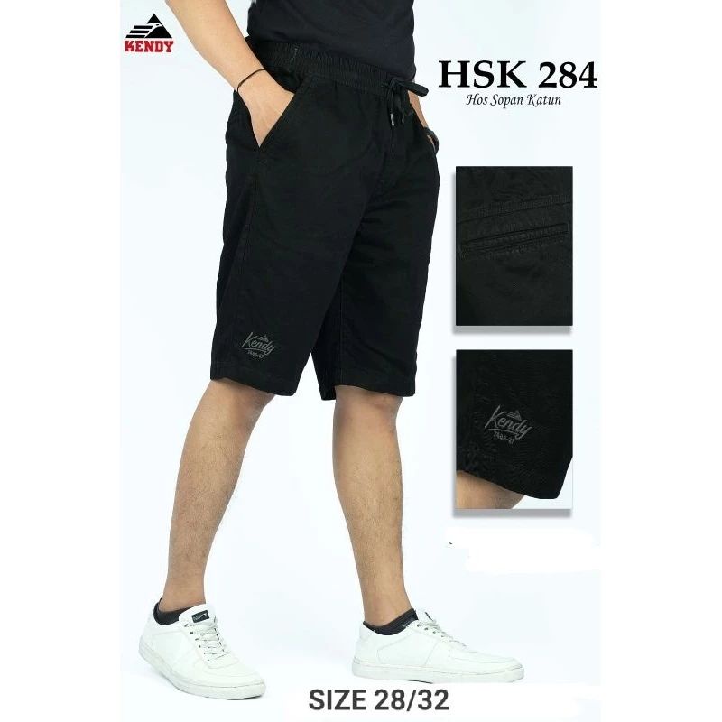 Celana pendek kendy pinggang karet original polos hitam