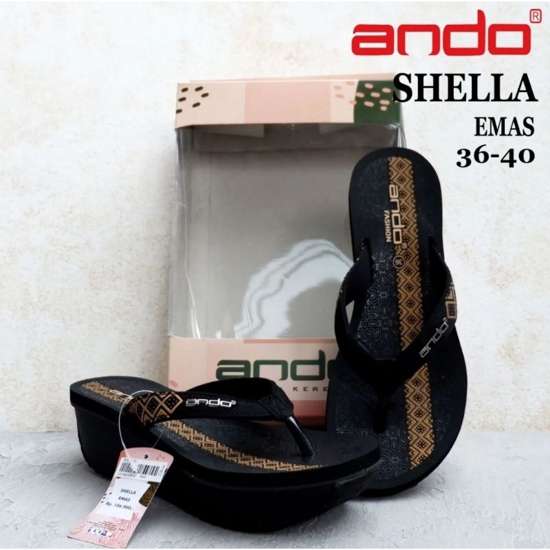 [MODEL TERKINI] Sandal ANDO SHELLA Size 36-40 - Sandal Wedges Wanita