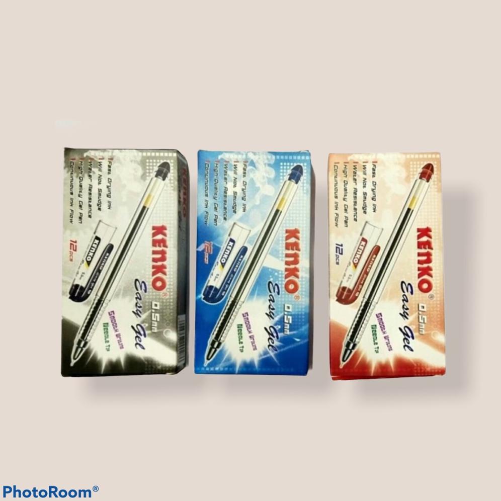 

TERMURAH Pulpen Gel / Easy Gel Kenko Hitam, Biru, Merah PROMO