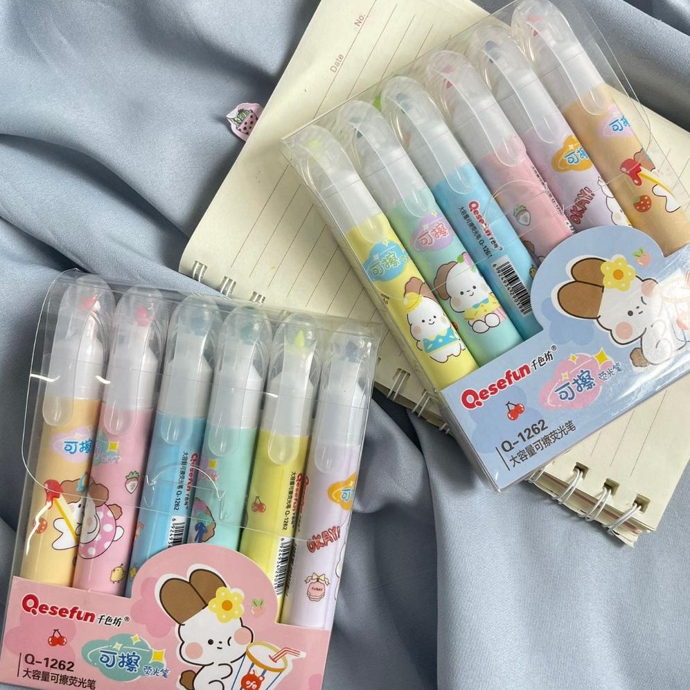

TERMURAH STABILO QESEFUN 2 SISI 1 SET 6 COLOUR LENGKAP BISA DI HAPUS KEMASAN 1 PAK IMUT HIGHLIGHTER ERASEABLE UKURAN SEDANG ISI 6 WARNA BEST PREMIUM QUALITY ORIGINAL PROMO