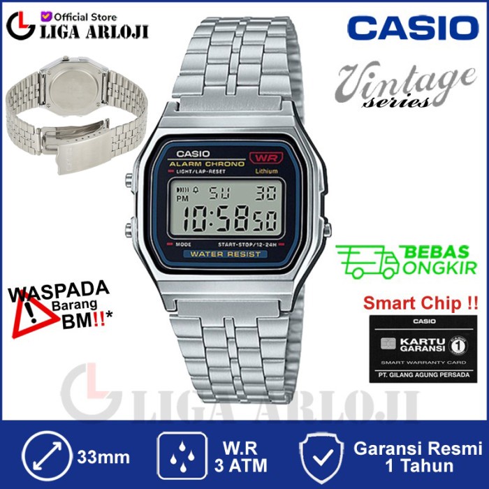 CASIO A159W-N1DF - Jam Tangan Unisex Pria Wanita A159W Vintage