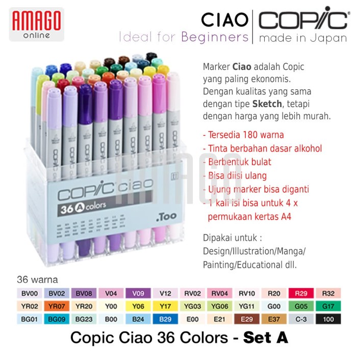 

✨Sale Copic Ciao - 36 Color Set A - Ccm/36A Berkualitas