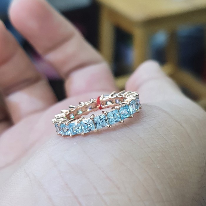 ✨Termurah Cincin Ring Mata Biru Bugget Emas 750 Bisa Gojek