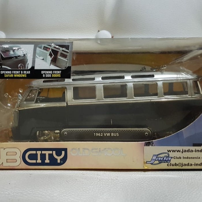 ✨New Diecast Jada 24 Vw Bus Hitam Silver Velg Racing Berkualitas