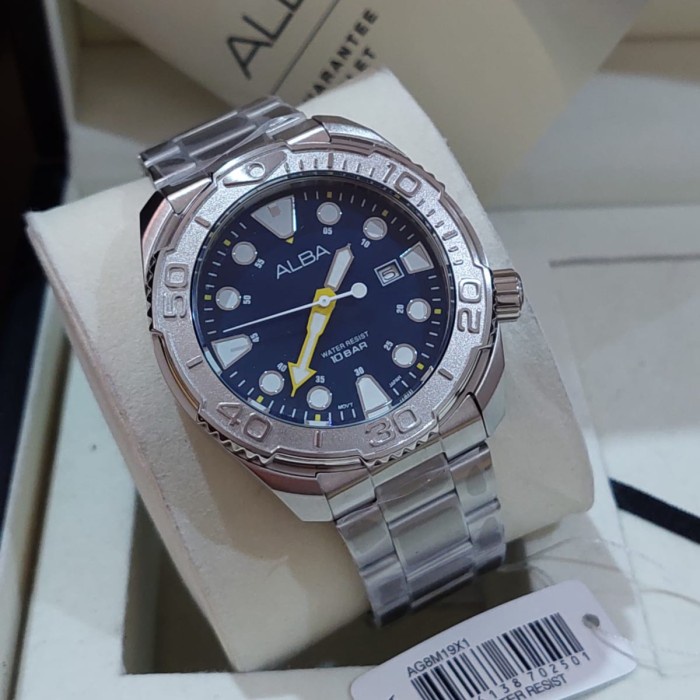 ✅Ready Jam Pria Alba Ag8M19X1 Ag8M19 Silver Blue Original Terbaru Limited