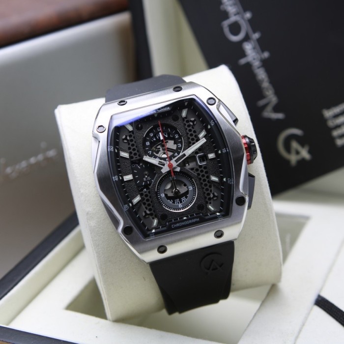 ✅Ready Jam Tangan Pria Alexandre Christie Ac 6608 Mc Original Silver Black Terbatas