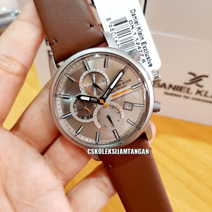 ✅Original Jam Tangan Pria Daniel Klein Dk112477-6 Grey Brown Leather Original Limited
