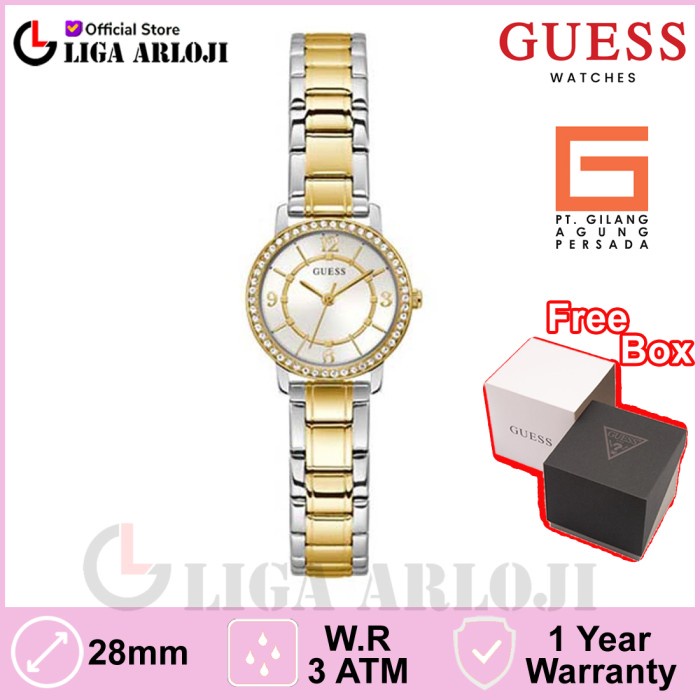 ✅New Guess Watches Gw0468L4 Original Melody Jam Tangan Wanita Silver Gold Berkualitas