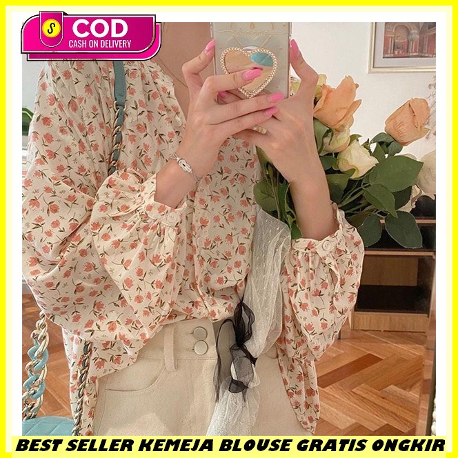 Atasan Wanita Korean Style Hijab Muslim Blus Bj Bju Kemeja Crop Top Lengan Panjang Oversize Bluse Ba