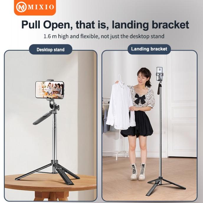 MIXIO A36 - 160CM Tongsis Bluetooth Selfie Stick Tripod with Remote