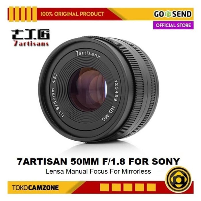 7Artisans 50mm Lensa Manual Focus F1.8 For Sony A6000 A6400 A7