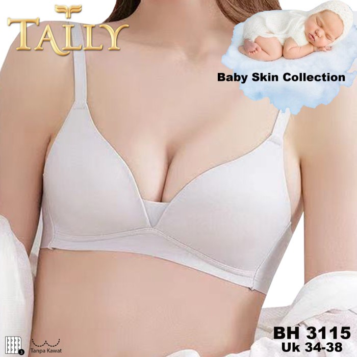 TALLY BRA TANPA KAWAT BUSA TIPIS SEAMLESS BABY SKIN CUP B BH 3115