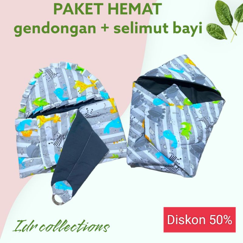 Paket hemat gendongan bayi dan selimut bayi / gendong bayi motif