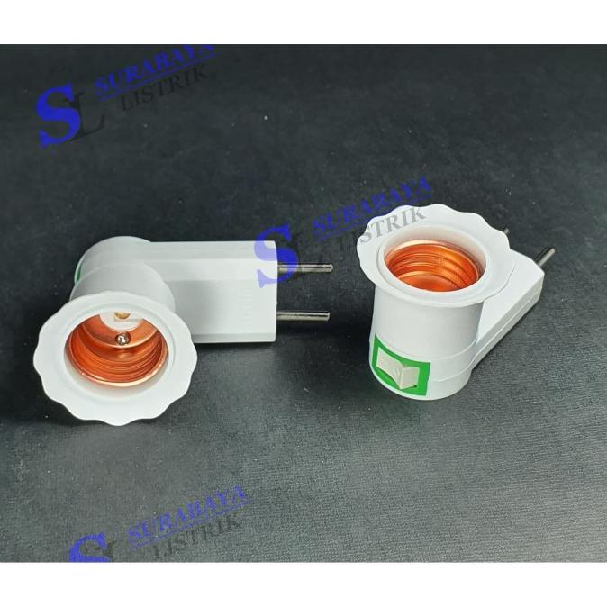 Fitting Colok + Steker Jumbo Warna Putih -Dudukan Lampu E27 - Jiamei