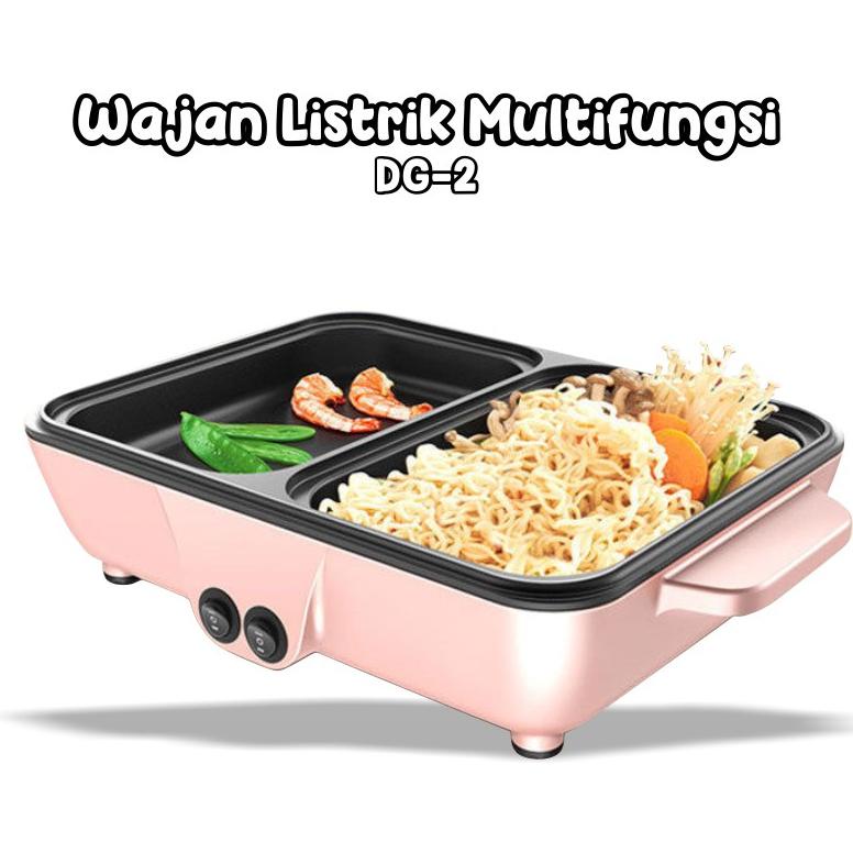 TERBARU MULTIFUNGSI ELEKTRIK SHABU DAN PANGGANG GRILL PAN DAN HOTPOT MINI PANCI ELEKTRIK DG- WH ORIG
