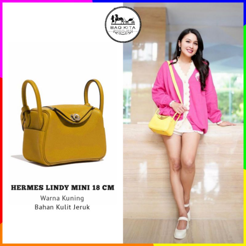 (Kuning) Tas Selempang 365Hermes Lindy 18 Mini | Tas Wanita Import