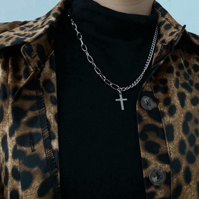 Kalung Titanium Pria Kalung Pria Titanium Kalung Salib Gaya Korea