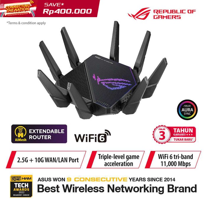 ASUS ROG Rapture GT-AX11000 PRO Tri-Band WiFi 6 gaming router AX11000