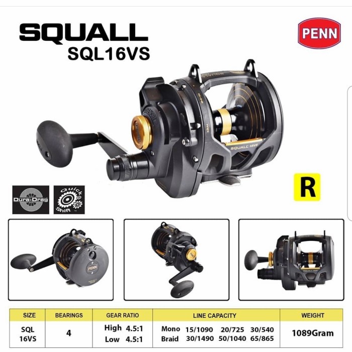 ✨Ori Reel Pancing Penn Squal Sql 16Vs Jigging Oh Over Head Berkualitas