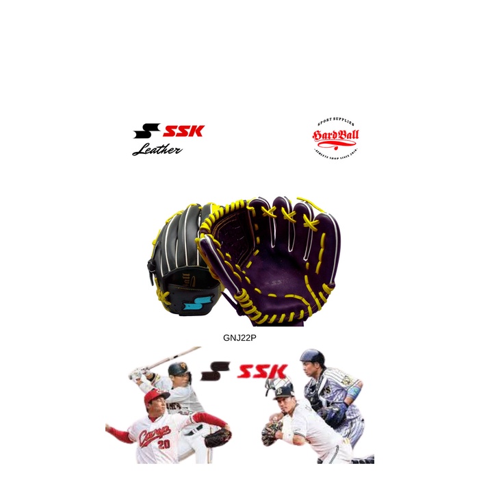 ✨Ori Glove Softball  Baseball Ssk 11 Inch Gnj22P Black Yellow Bisa Sameday