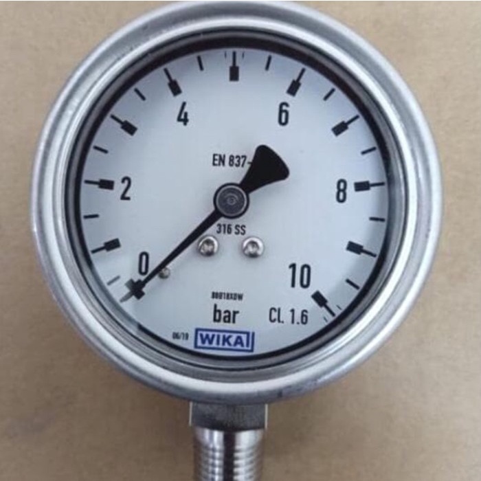 ✅Ready Pressure Gauge Wika 25 Inch 0-10 Bar Full Ss Drat 1/4 Npt Ss Bisa Sameday