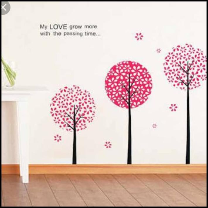 

HOT DEAL STICKER TRANSPARAN UK 90X60CM KODE AY812 THREE PINK TREE !!!!!!