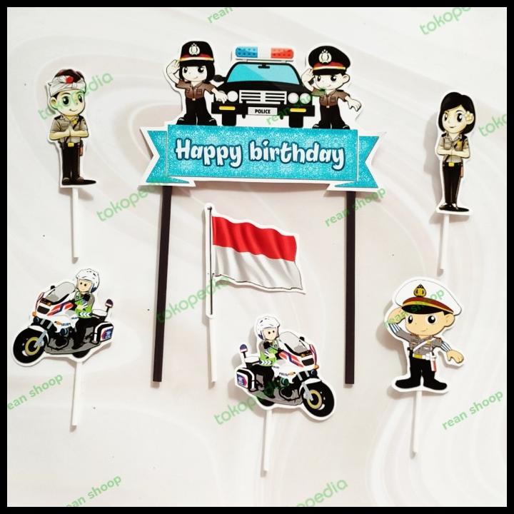 BEST DEAL TOPPER CAKE KUE ULANG TAHUN HAPPY BIRTHDAY KARAKTER POLISI POLICE 