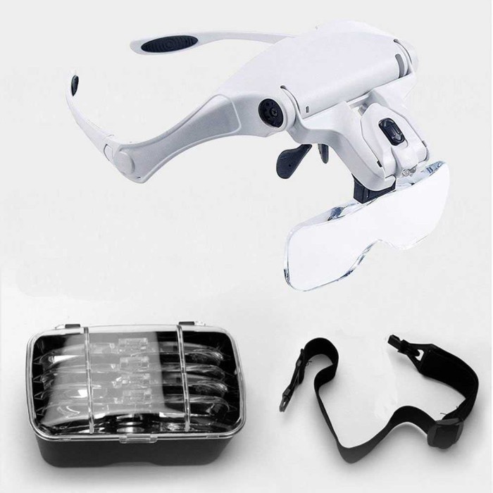 

Kaca Mata Pembesar Service Reparasi Jam 5X Zoom Batere 2 Lampu Led -