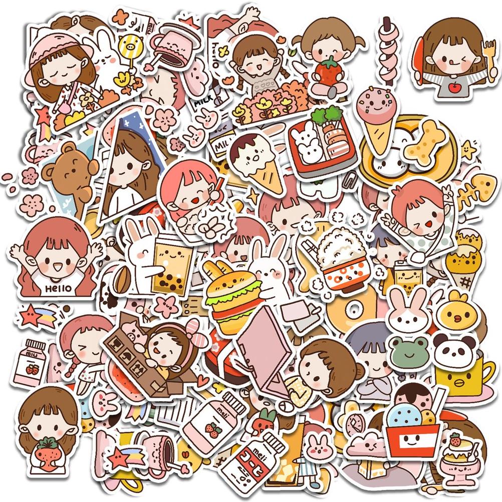 

Stiker girl imut motif kawaii tulisan untuk Scrapbook / Jurnal / Diary /HP / LAPTOP st2