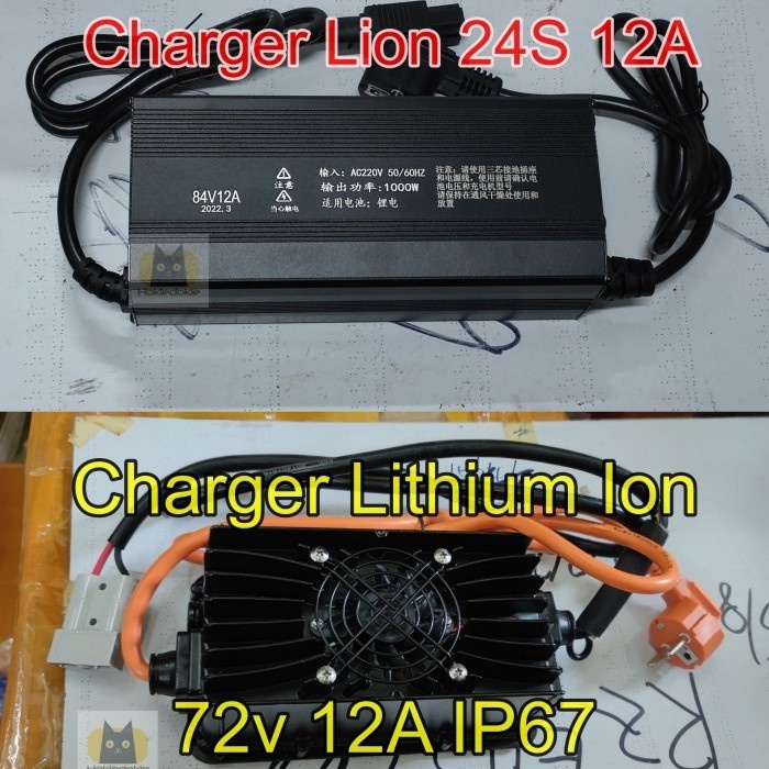 Charger Baterai Lithium Ion 72V 12A Ip67