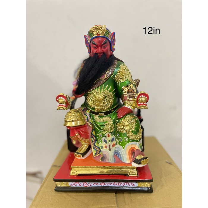 [Original] Patung Dewa Kwan Kong Guan Yu Pegang Buku Bahan Kayu 12 Inch Terbatas