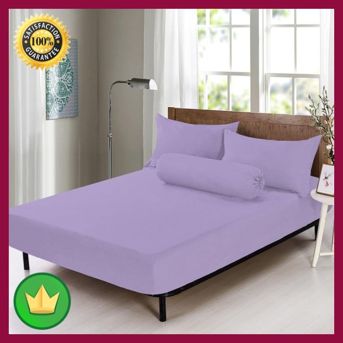 [New] Seprai Katun Fitted - Ungu Diskon