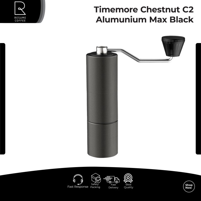 [New] Timemore Chestnut C2 Alumunium Max Black - Hand Grinder Black Diskon