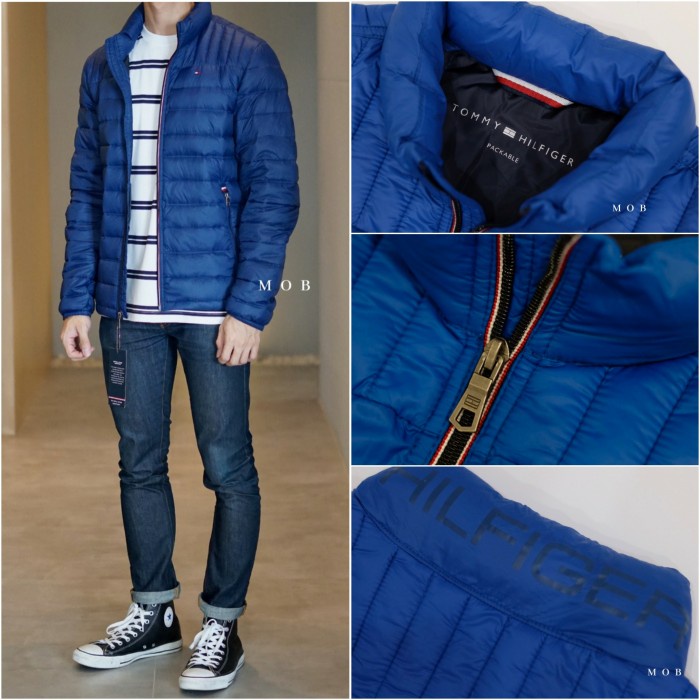 [New Ori] Jaket Riding Motor Tommy Hilfiger Puff Packable Blue Original Xl Only Berkualitas