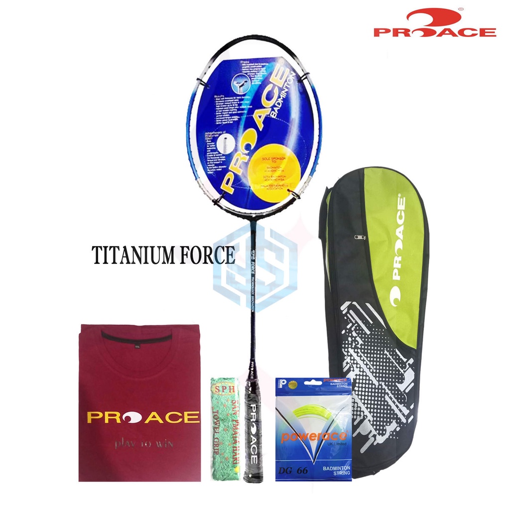Raket Badminton Pro Ace Titanium Force Bonus Komplit Raket Pro Ace Titanium Force