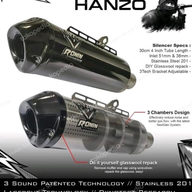 Knalpot Ronin Hanzo Fullsistem Knalpot 3Tech 3 Suara 3 Mode