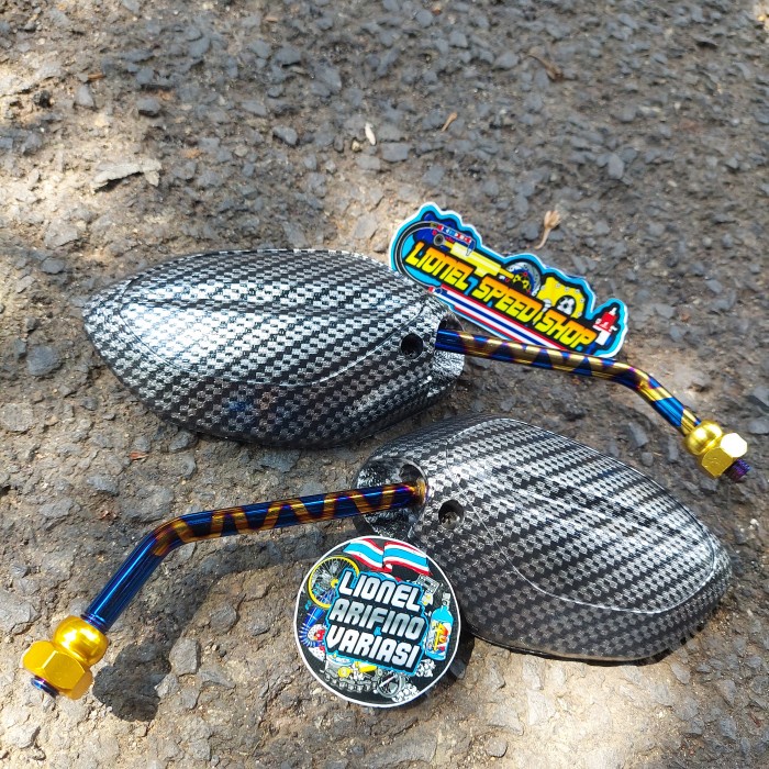 SPION X BLUE KARBON PENDEK SPION BEAT VARIO 110 125 150 BEAT FI DLL ORIGINAL