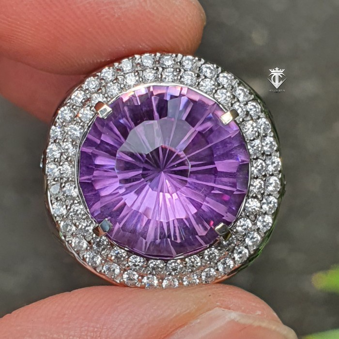 Batu Permata Natural Uruguay Amethyst 11.62 Ct Custom Round GRI Memo