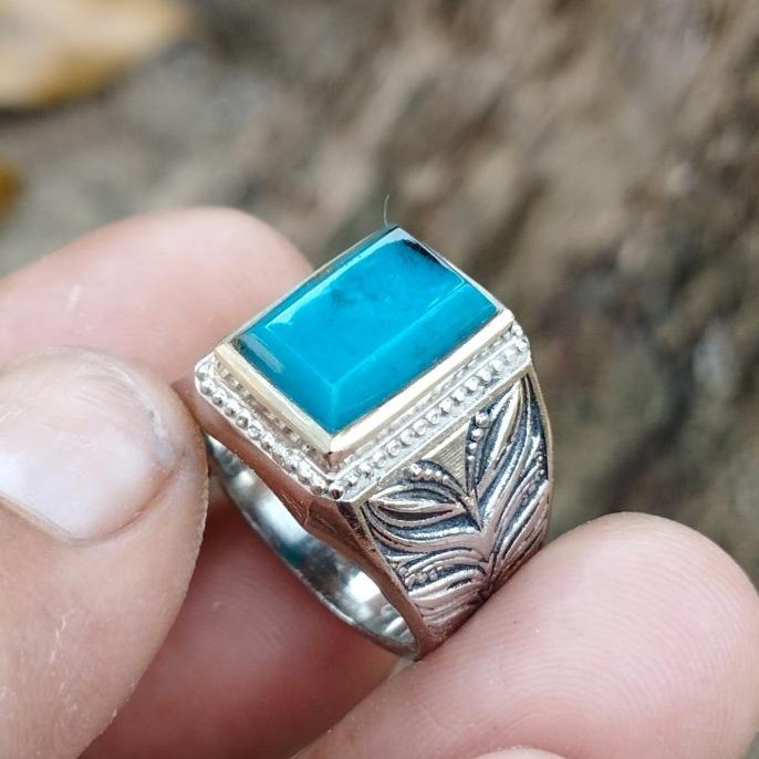 natural cincin batu bacan Doko gulau serat kura model Kotak cuting