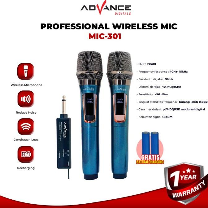 Mic Wireless Double Advance 301 microphone advance MIC-301