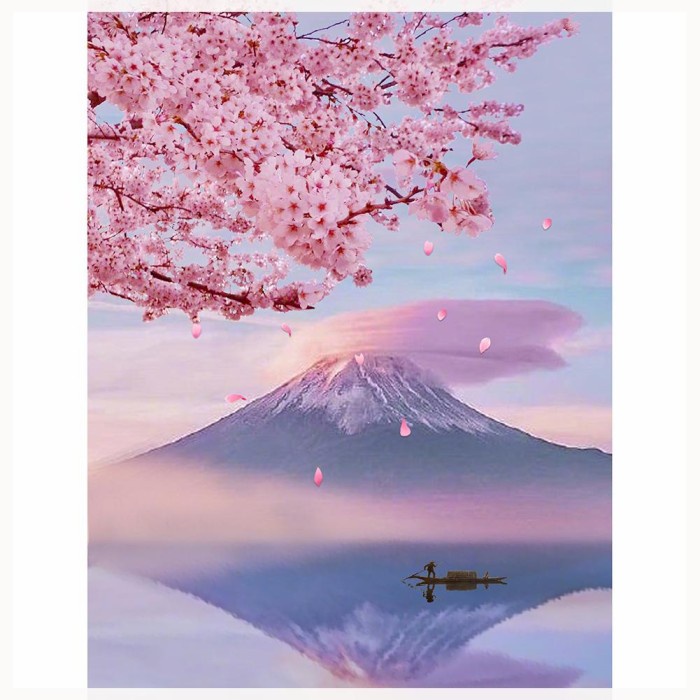 

Promo Diamond Painting Full Round Drill Drawing Kit 5D Diy Sakura Snow Mount