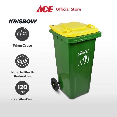 ACE - KRISBOW 120 LTR TEMPAT SAMPAH PLASTIK - HIJAU/KUNING
