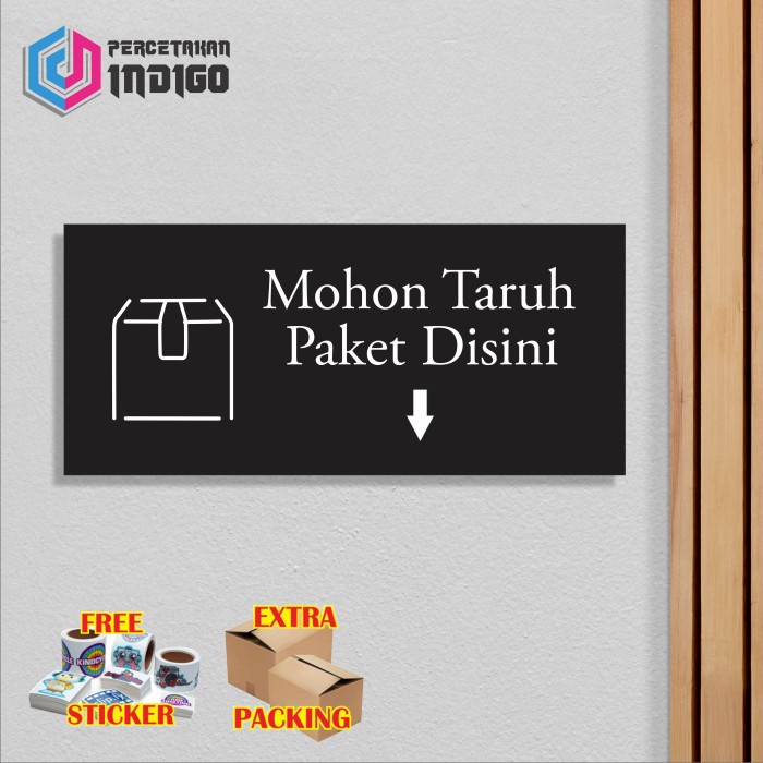 Promo sign akrilik 20x9 Mohon taruh paket disini Elegan