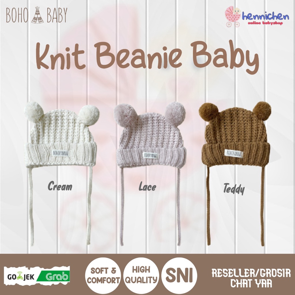 Bohopanna Boho Baby Bohobaby Knit Beanie Hat Kid / Braids Bonnet Kupluk Anak Topi Anak Bahan Rajut