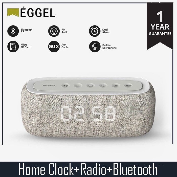 [BEST QUALITY] Eggel Home Clock + Radio + Portable Bluetooth Speaker