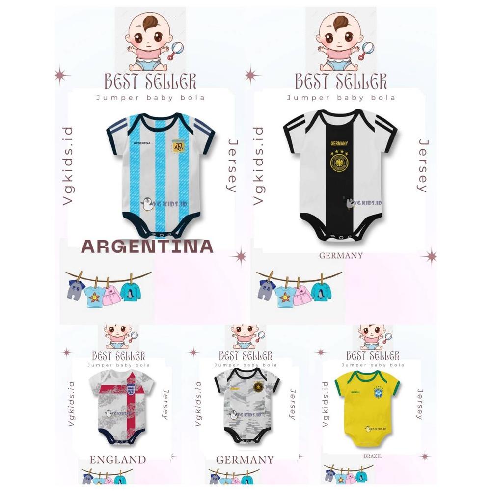 Jumper Bayi Bola Piala Dunia Argentina / Jersey Bola Bayi / Baju Bayi Bola / Jumper Baby Bola
